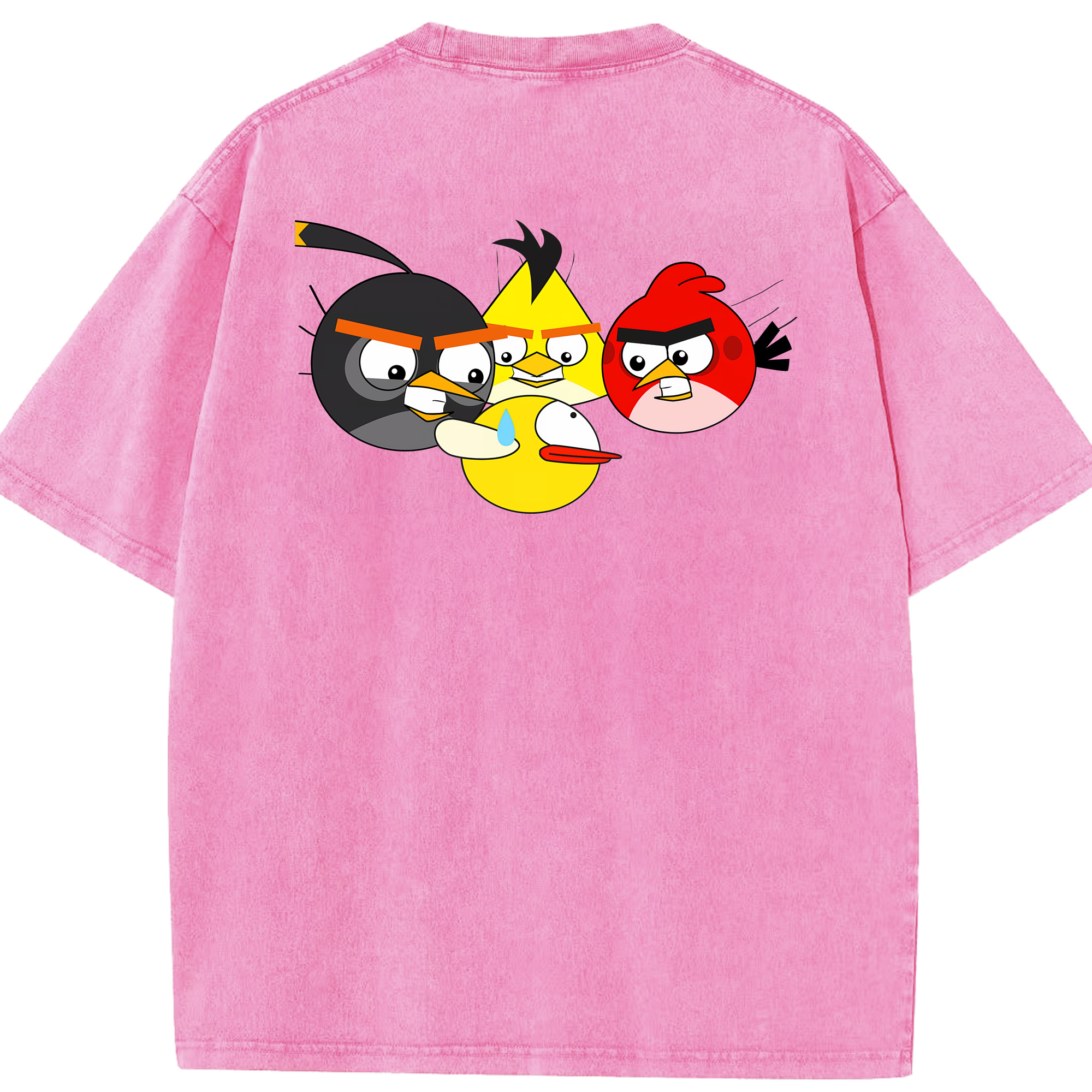 （画像用） Angry Birds アングリーバード 綿100% ヴィンテージ風 半袖Tシャツ（背面プリント）
